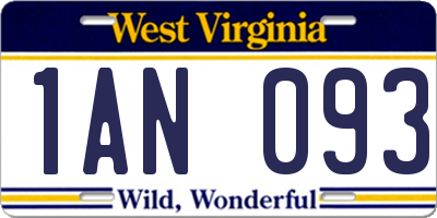 WV license plate 1AN093