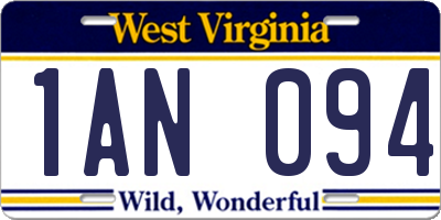 WV license plate 1AN094