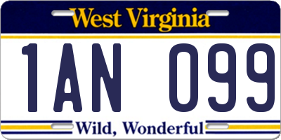 WV license plate 1AN099