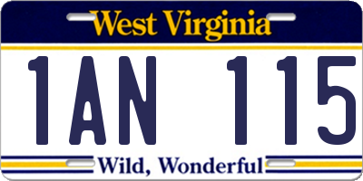 WV license plate 1AN115