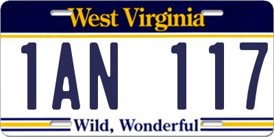 WV license plate 1AN117