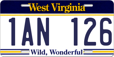 WV license plate 1AN126