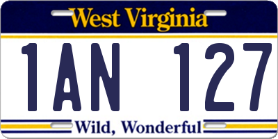 WV license plate 1AN127