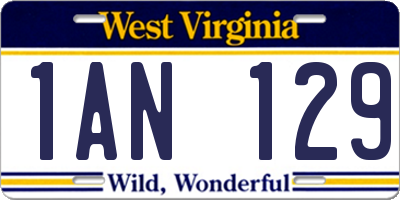 WV license plate 1AN129