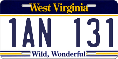 WV license plate 1AN131