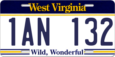 WV license plate 1AN132
