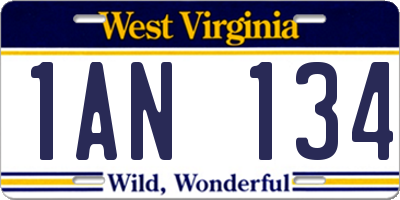 WV license plate 1AN134