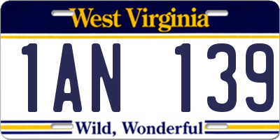 WV license plate 1AN139