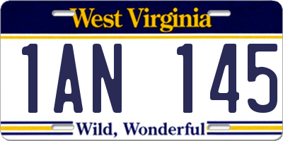WV license plate 1AN145