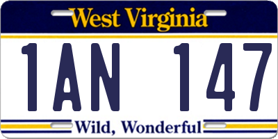 WV license plate 1AN147
