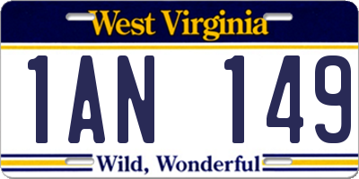 WV license plate 1AN149