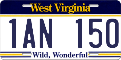 WV license plate 1AN150