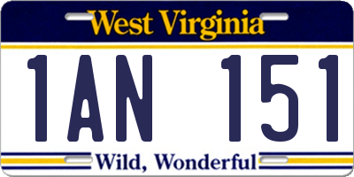 WV license plate 1AN151