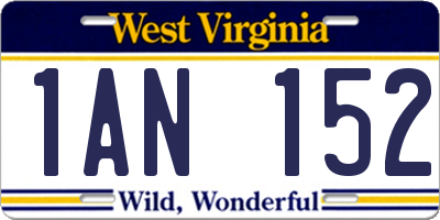 WV license plate 1AN152