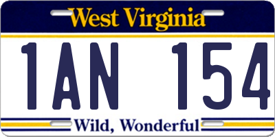 WV license plate 1AN154