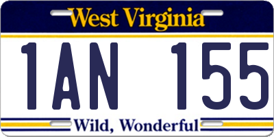 WV license plate 1AN155