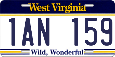WV license plate 1AN159