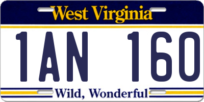 WV license plate 1AN160