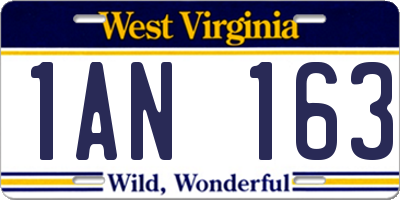 WV license plate 1AN163