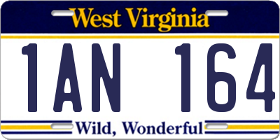 WV license plate 1AN164