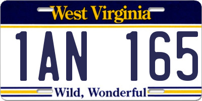 WV license plate 1AN165