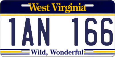WV license plate 1AN166