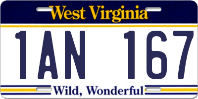 WV license plate 1AN167
