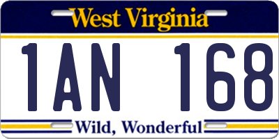 WV license plate 1AN168