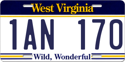 WV license plate 1AN170