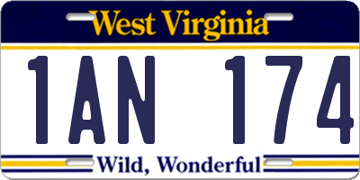 WV license plate 1AN174