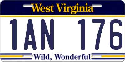 WV license plate 1AN176
