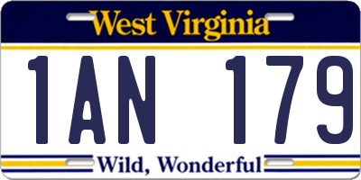 WV license plate 1AN179