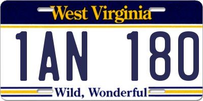 WV license plate 1AN180