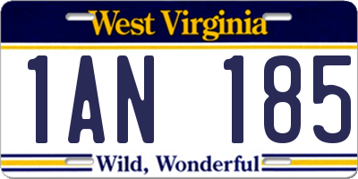 WV license plate 1AN185