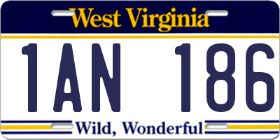 WV license plate 1AN186