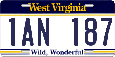 WV license plate 1AN187