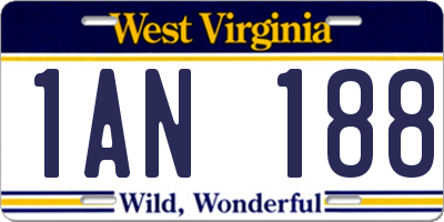 WV license plate 1AN188