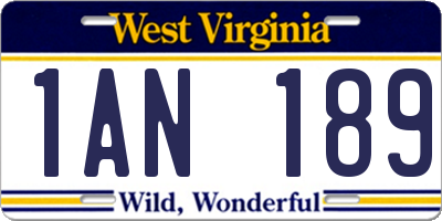 WV license plate 1AN189