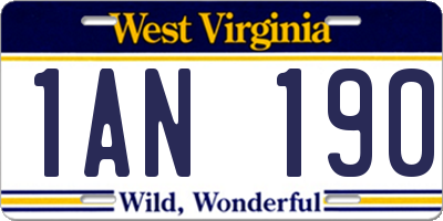 WV license plate 1AN190