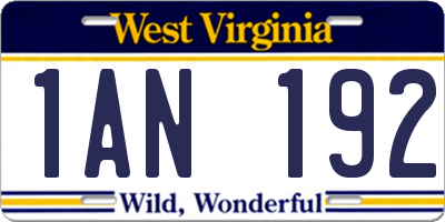 WV license plate 1AN192