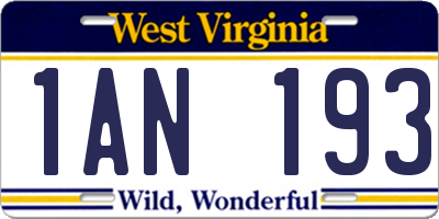 WV license plate 1AN193