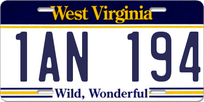 WV license plate 1AN194