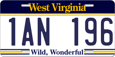 WV license plate 1AN196