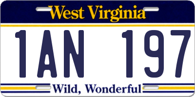 WV license plate 1AN197