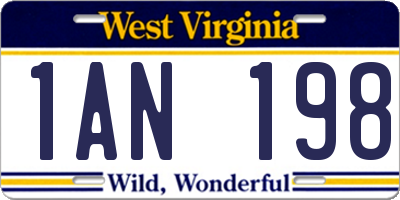 WV license plate 1AN198