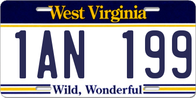 WV license plate 1AN199
