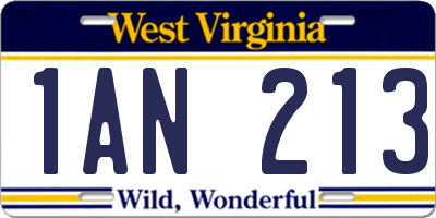 WV license plate 1AN213