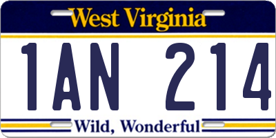 WV license plate 1AN214