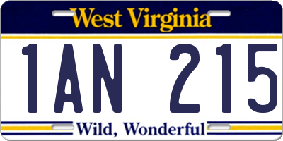 WV license plate 1AN215