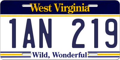 WV license plate 1AN219